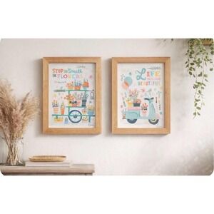Stupell Ind Floral Cart Wall Art Wood Framed Prints Irene Chan Cottagecore Retro